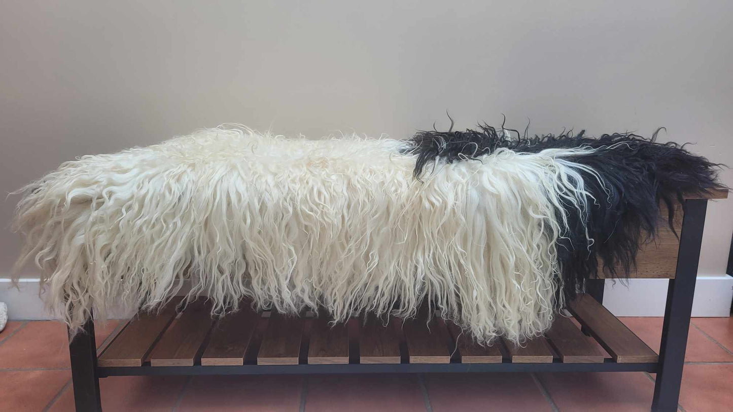 Ethically sourced curly Icelandic sheepskin rug for Hygge and mountain decor