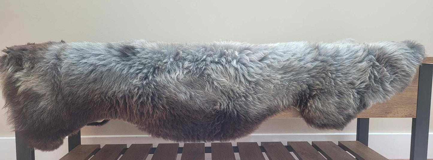 ethically sourced natural sheepskin rug soft brown and black
