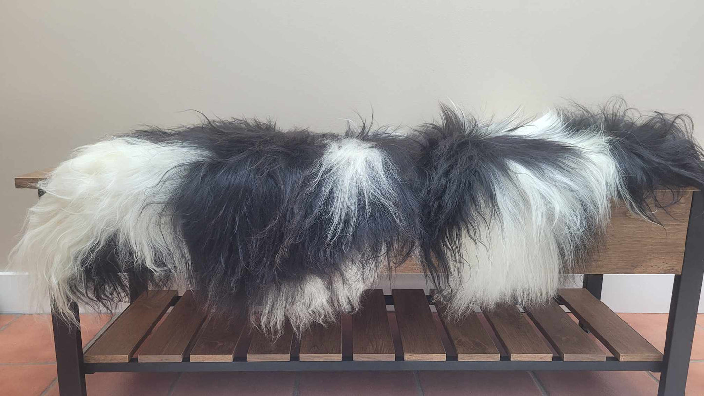 ethically sourced natural Icelandic sheepskin rug black and white soft