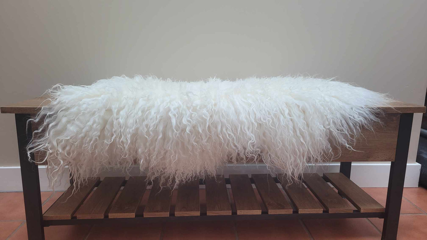 White Icelandic Sheepskin Curly
