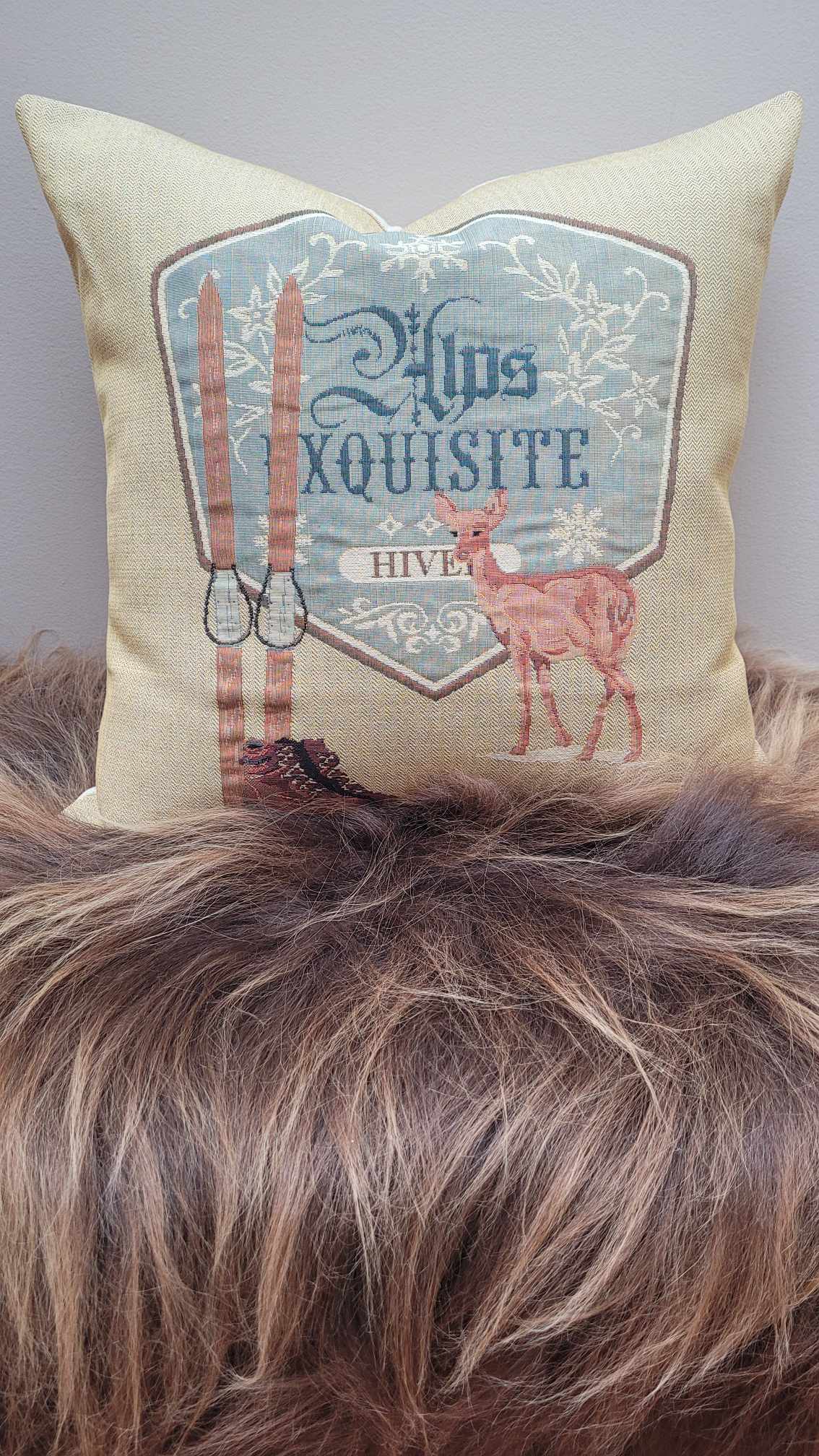 Ski Pillow Cover - Mountain Decor