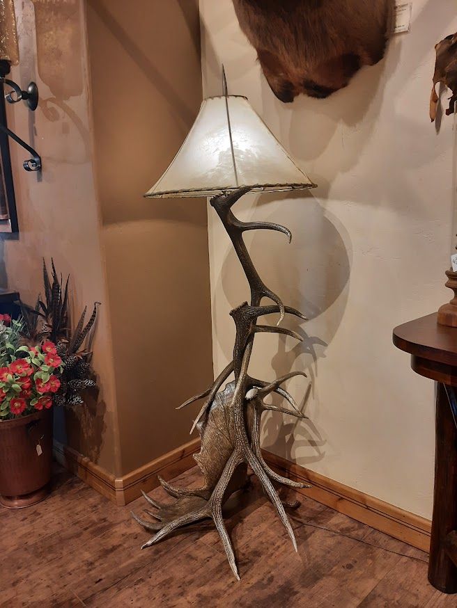 Rustic cabin mountain modern antler lamp
