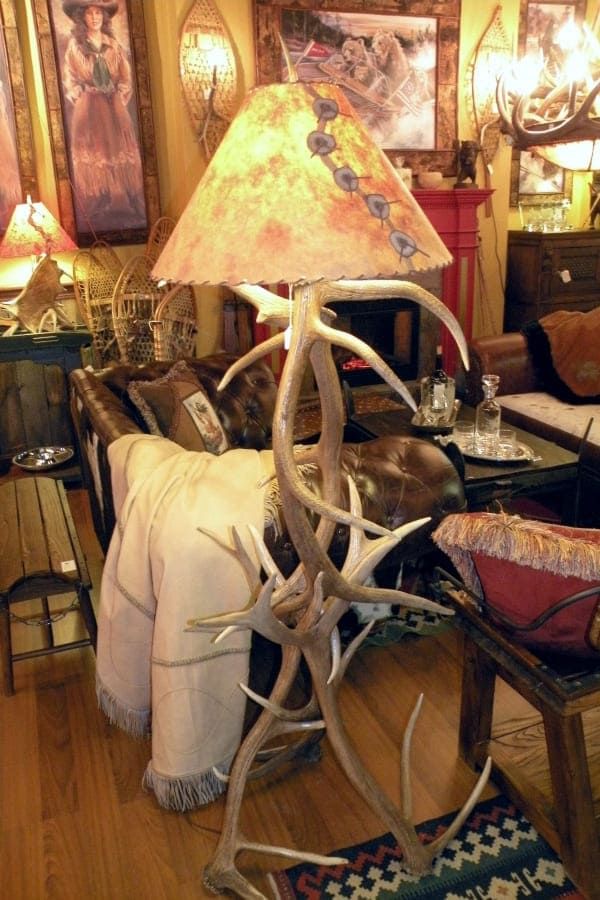 Rustic cabin mountain modern antler lamp