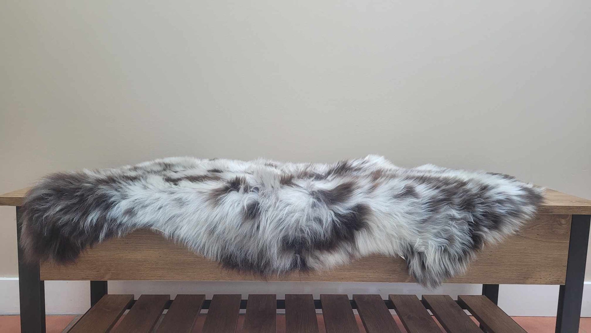 soft ethically sourced natural sheepskin rug  brown and white