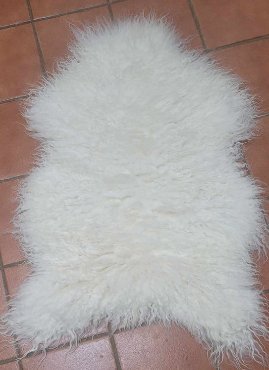 Ethically sourced curly Icelandic sheepskin rug for Hygge and mountain decor
