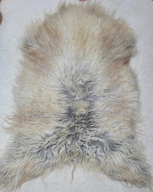 Ethically sourced curly Icelandic sheepskin rug for Hygge and mountain decor