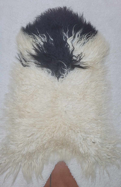 Ethically sourced curly Icelandic sheepskin rug for Hygge and mountain decor