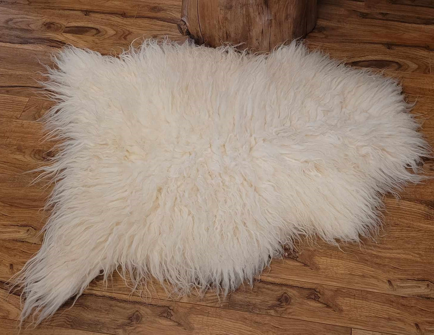 Ethically sourced curly Icelandic sheepskin rug for Hygge and mountain decor