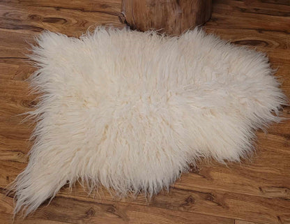Ethically sourced curly Icelandic sheepskin rug for Hygge and mountain decor